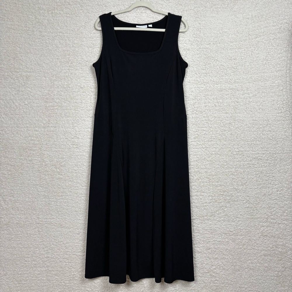 Susan Graver Dress Womens Lg Black Liquid Knit Everyday Regular Midi Stretch